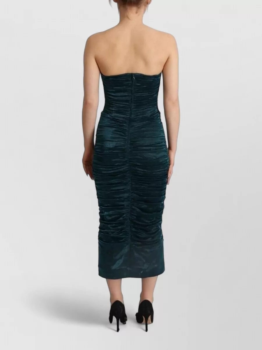 Dolce&Gabbana Silk Strapless Draped Midi Dress