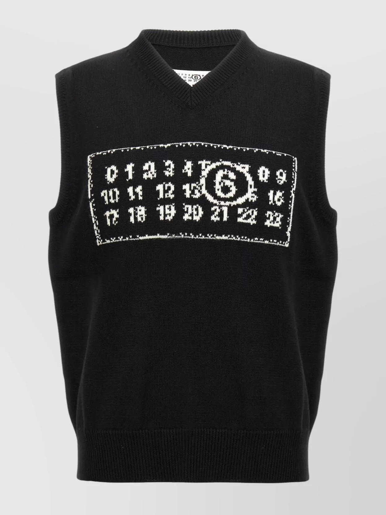 Mm6 Maison Margiela Sleeveless V Neck Sweater With Graphic Print