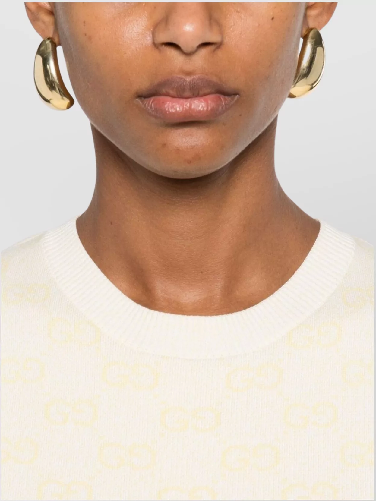 Gucci Crew Neck Ribbed Hem Sleeveless Top