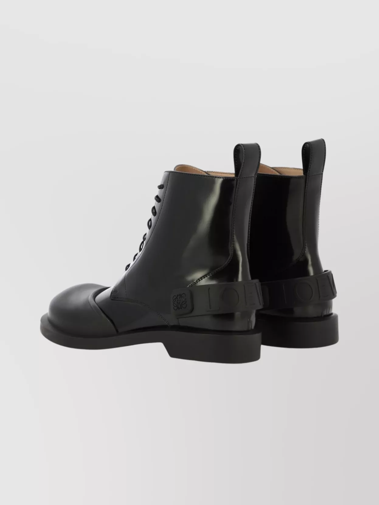 Loewe Lace-up Boots With Pull Tab And Round Toe In Black