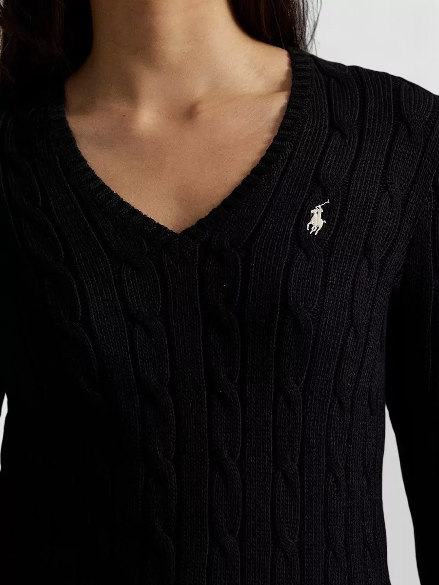 Polo Ralph Lauren Cable-Knit V-Neck Cotton Jumper