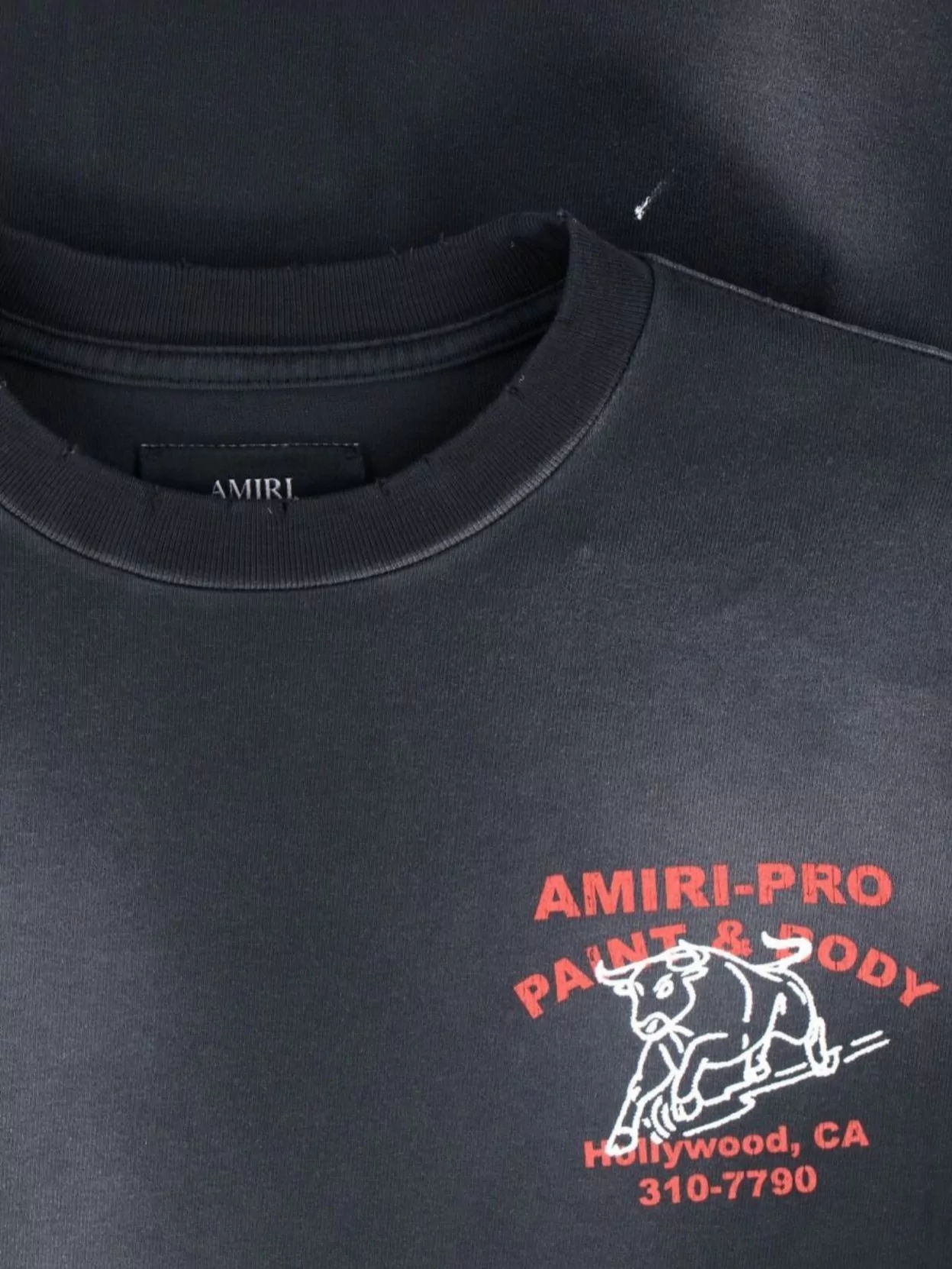 Amiri Crew Neck Graphic Print Straight Hem