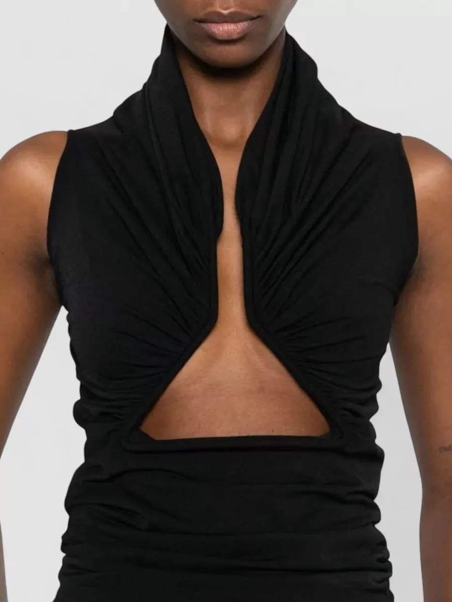 Rick Owens Draped Jersey Sleeveless Turtleneck Top