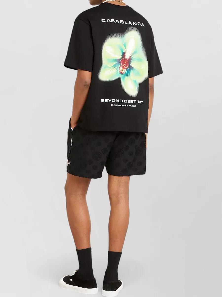 Casablanca Orchid Glitch Organic Cotton Logo T Shirt