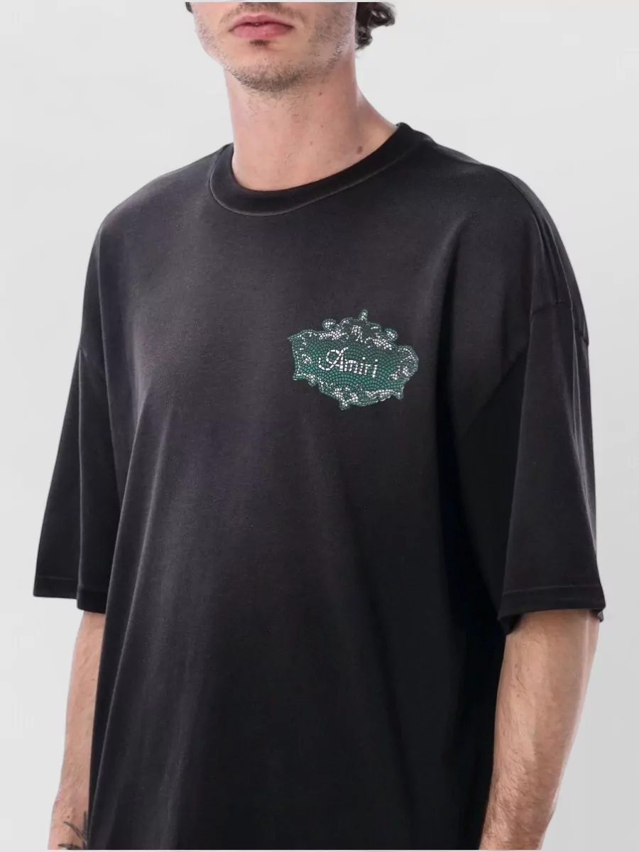 Amiri Cotton Oversized Ribbed Crew Neck Short Sleeve T-Shirt