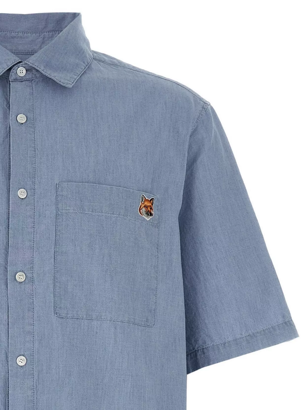 Maison Kitsuné 'Fox Head' Embroidered Detail Shirt With Chest Pockets