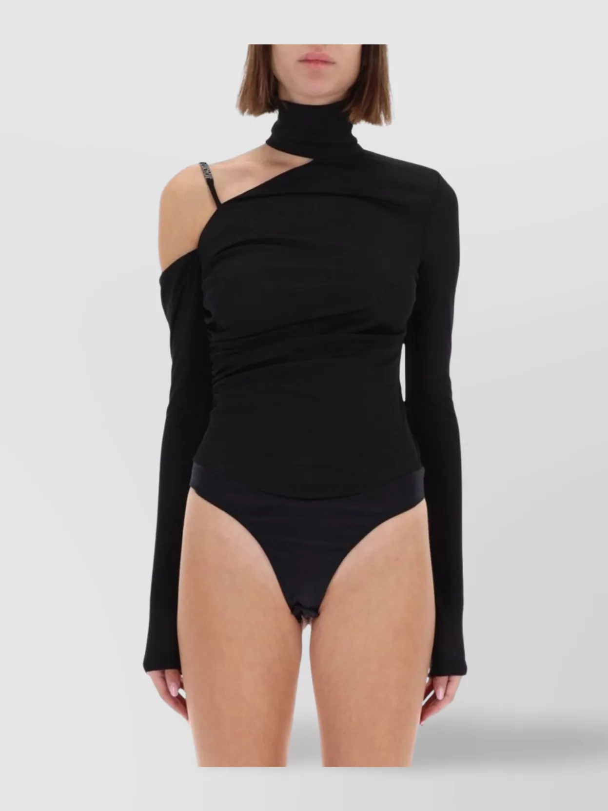 Versace Jeans Couture Asymmetric One-Shoulder Long Sleeve Top