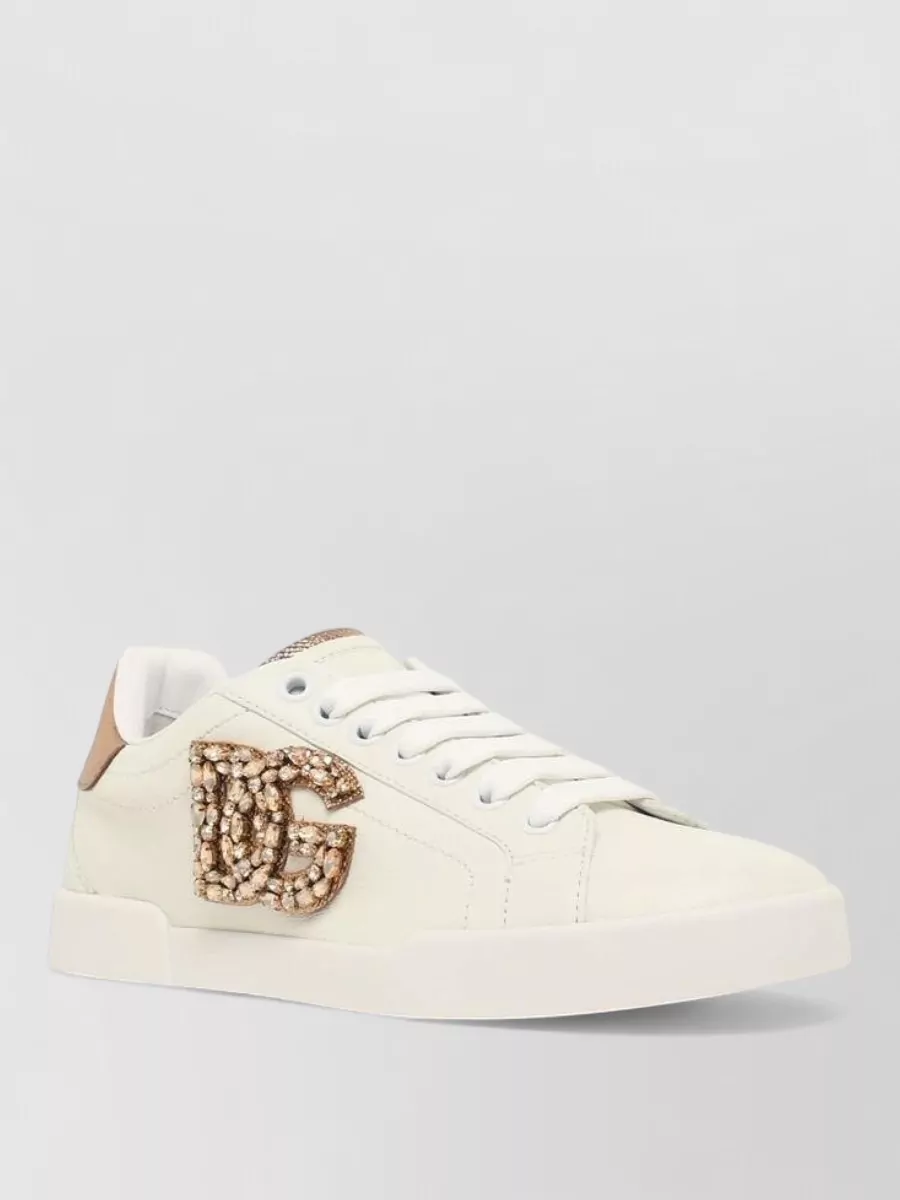 Dolce&Gabbana leather crystal-embellished low-top sneakers