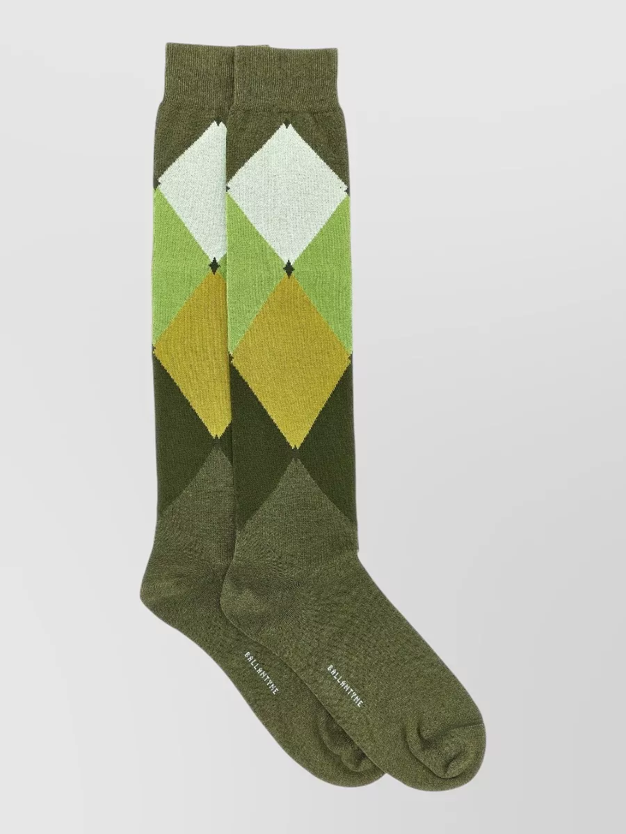 Ballantyne cotton diamond-pattern socks
