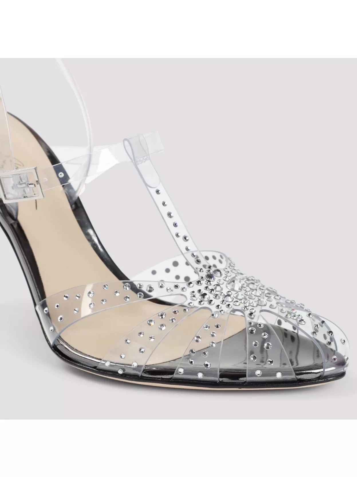 Shop Giorgio Armani Crystal Embellished Leather Round Toe Pumps
