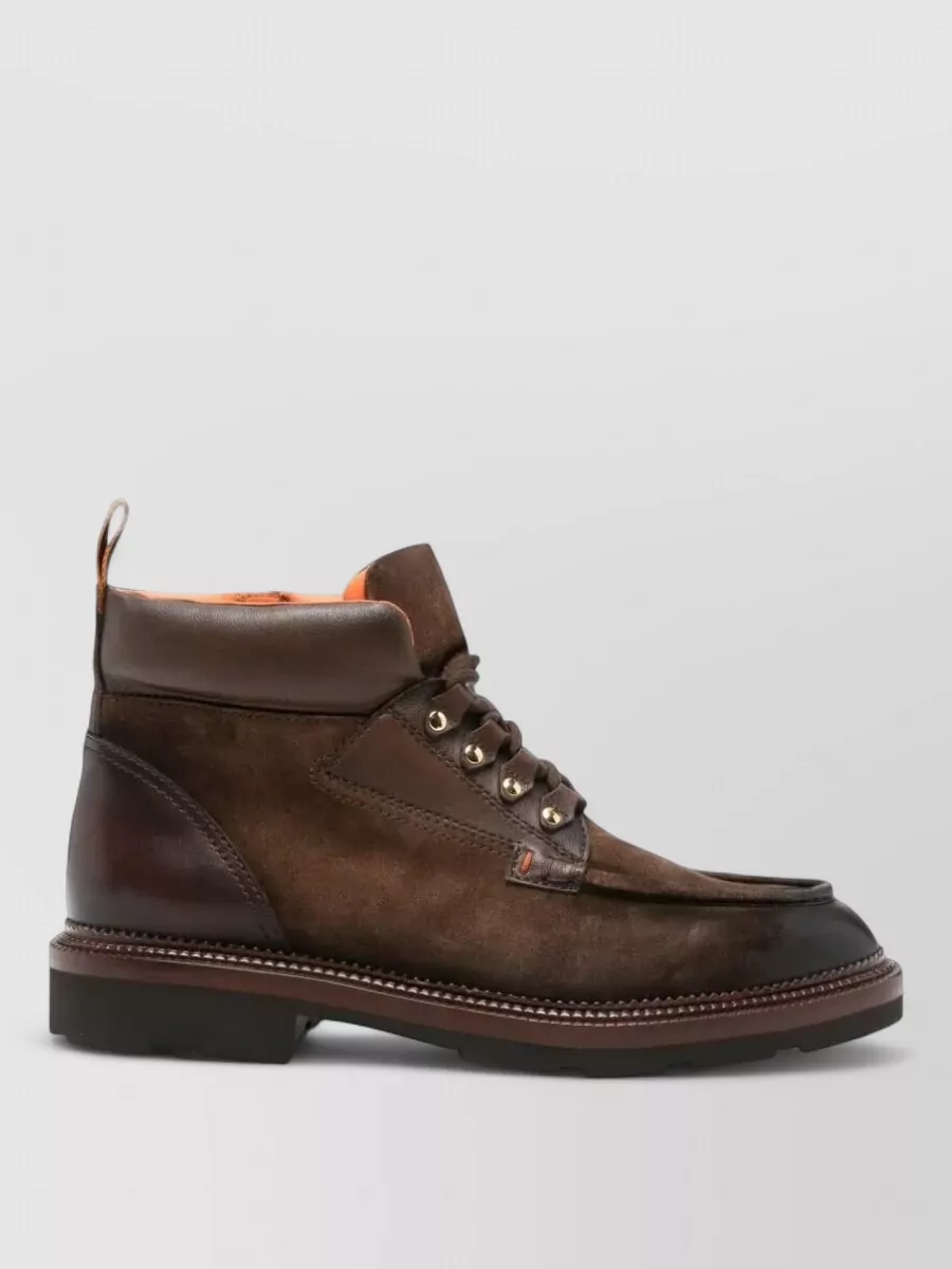 Santoni Leather Military Boots