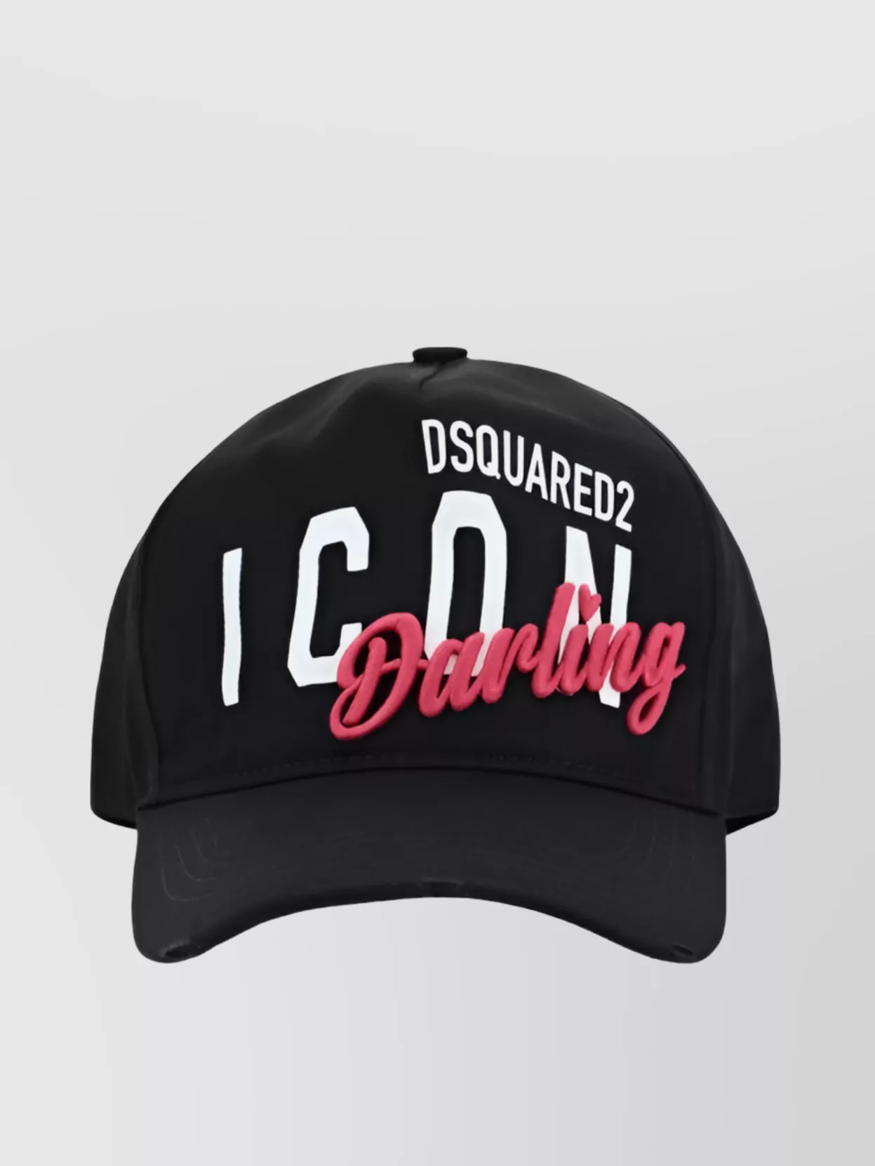 Shop Dsquared2 Cotton Cap With Curved Brim And Printed Contrast