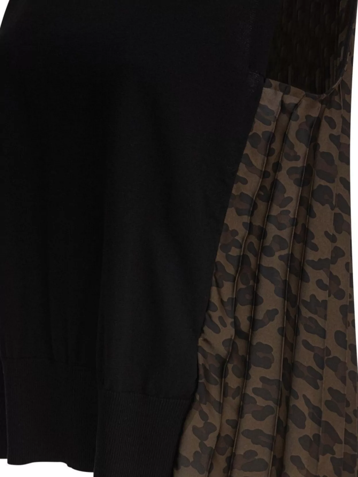 Sacai Crew Neck Top With Animal Print Panels