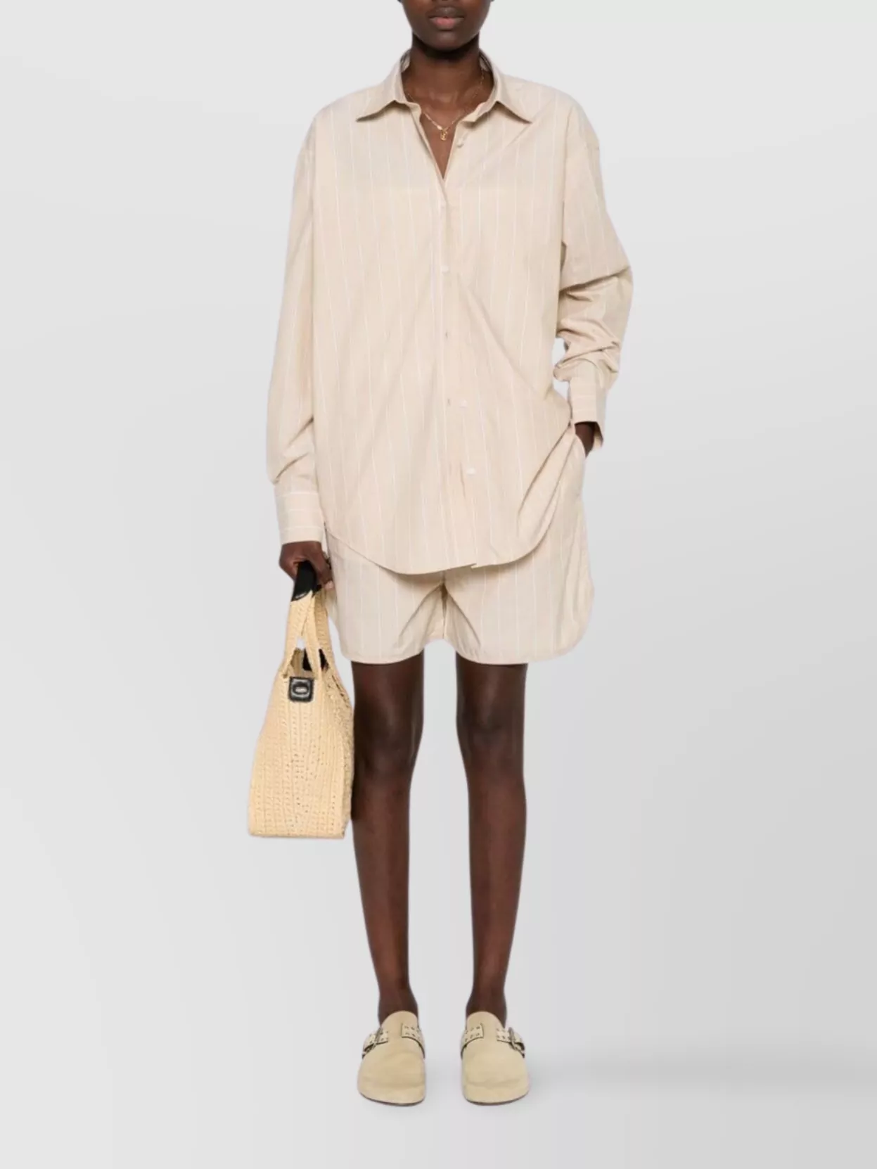 Filippa K Striped Organic Cotton Shirt With Drop Shoulder