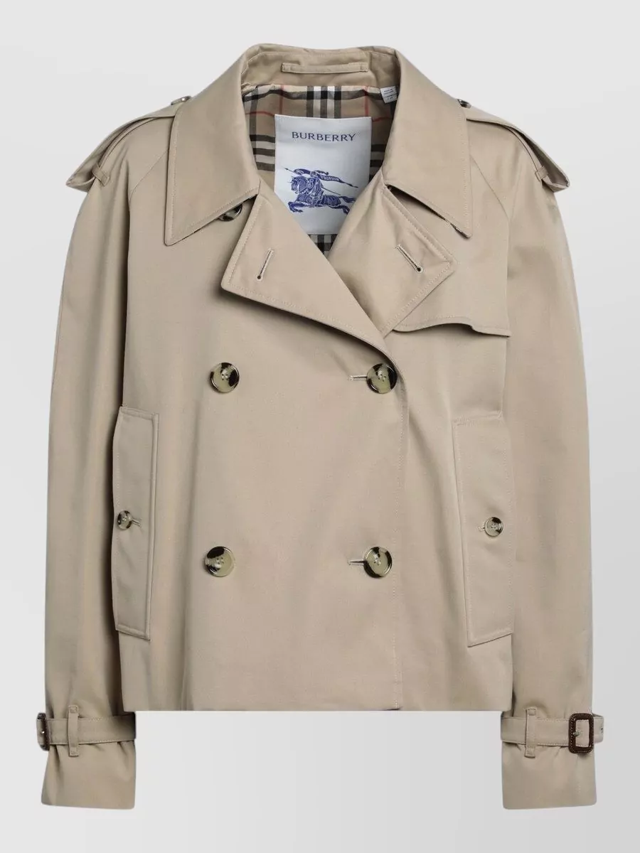 Burberry Cropped Heritage Trench Coat Gabardine In Neutral