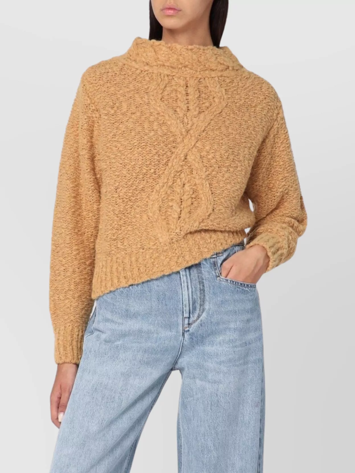 Isabel Marant Cable Knit Romane Sweater Textured Fabric In Neutral