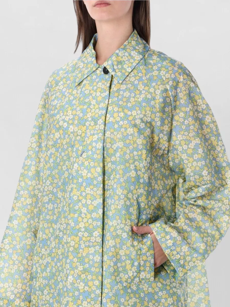 Prada Floral-Print Single-Breasted Trench Coat