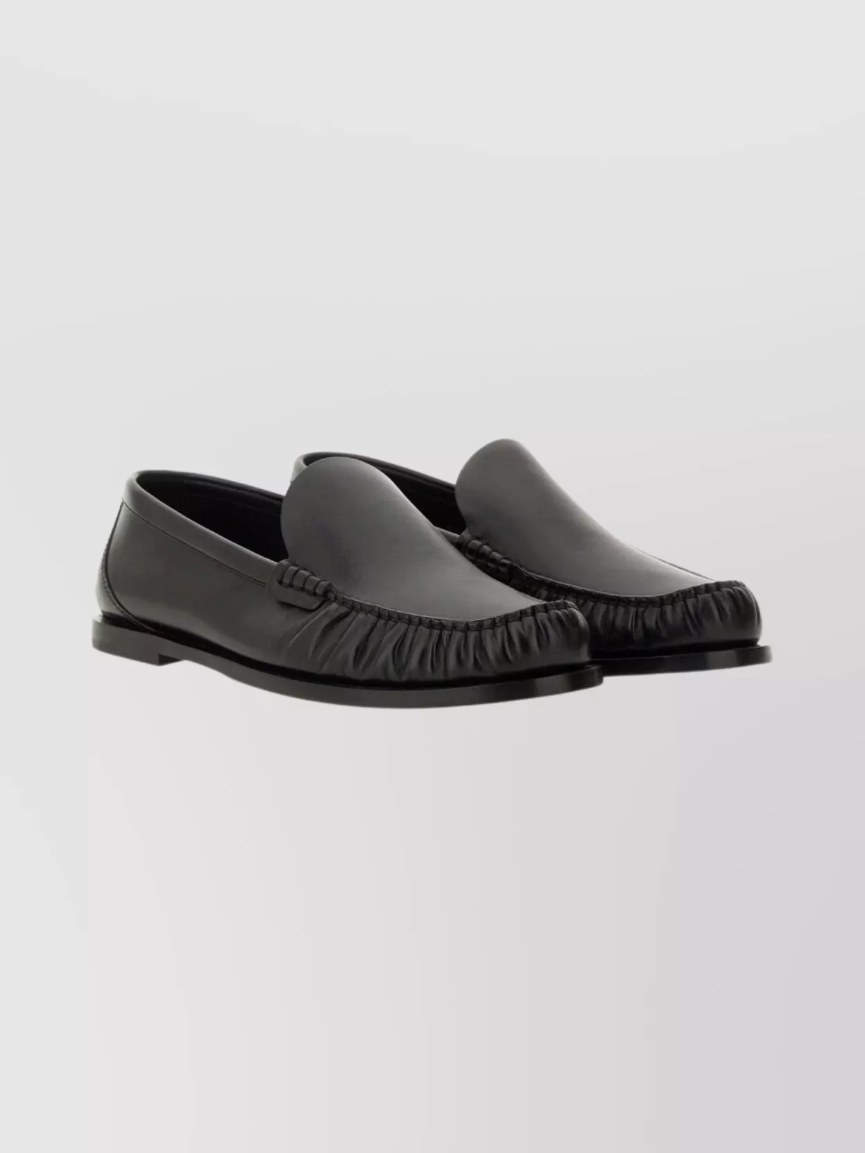 Saint Laurent Laurent Ruched Detail Flat Sole Loafers