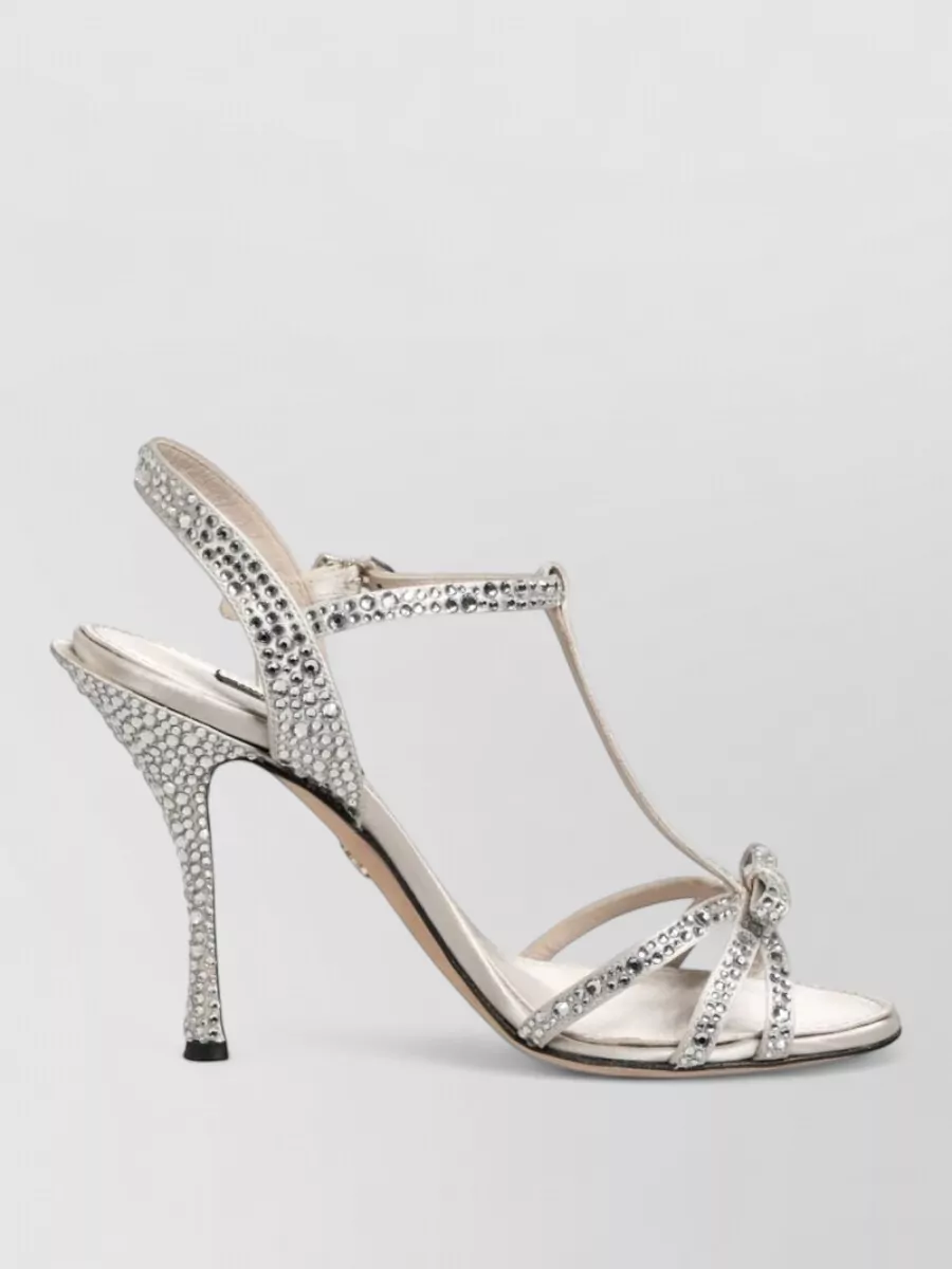 Dolce&Gabbana Silk Crystal-Embellished Ankle-Strap Pumps