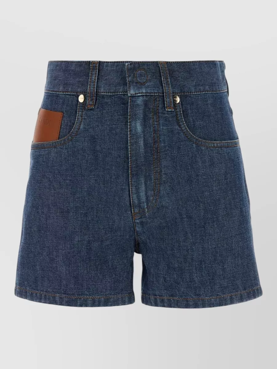 Fendi denim high-rise straight-leg tailored shorts