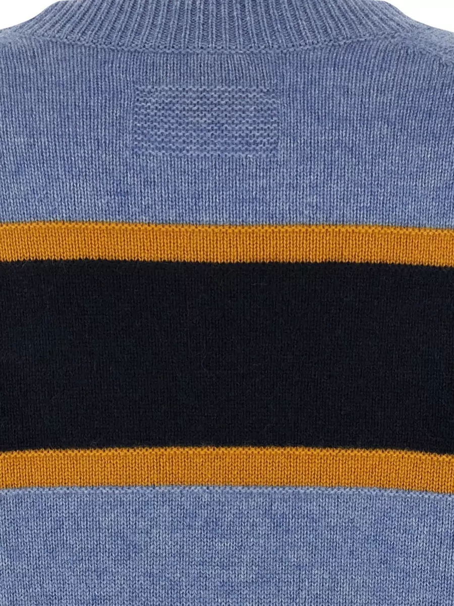 Guest In Residence Striped Cashmere Crew-Neck Long-Sleeve Sweater