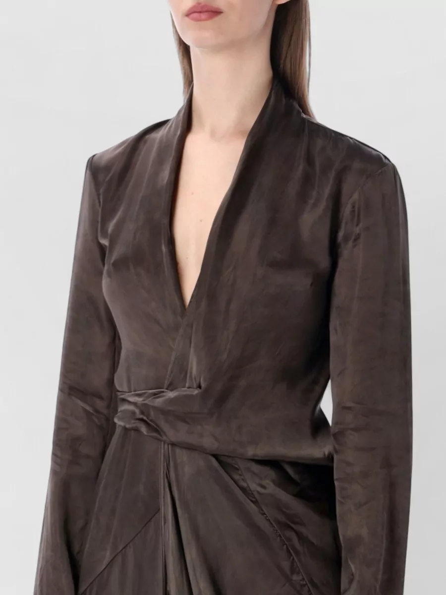 Rick Owens Long Sleeve Wrap Gown Floor Length