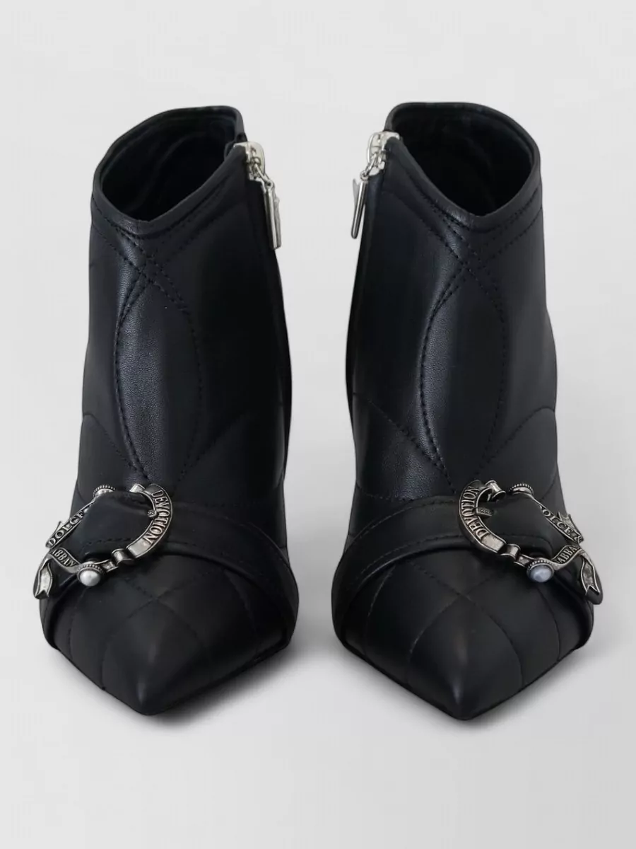 Dolce&Gabbana leather quilted buckled ankle boots