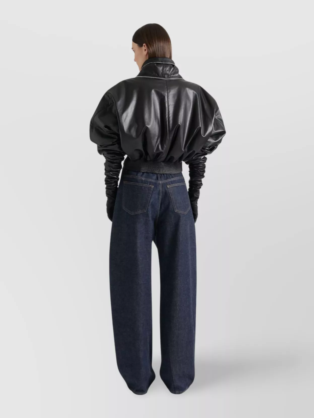 Givenchy Denim Trousers Wide-Leg Contrast Stitching