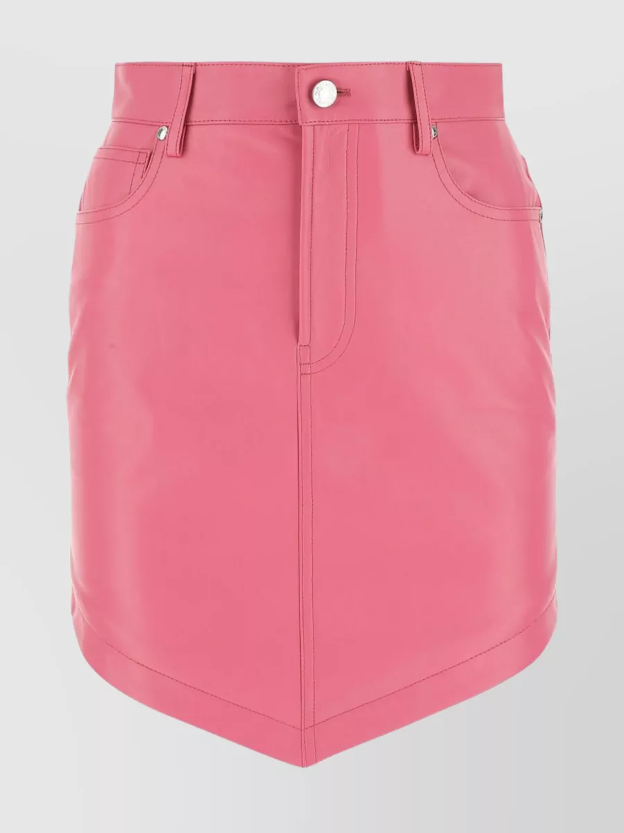 Shop Alexandre Vauthier Asymmetric High-waisted Leather Skirt In Pink