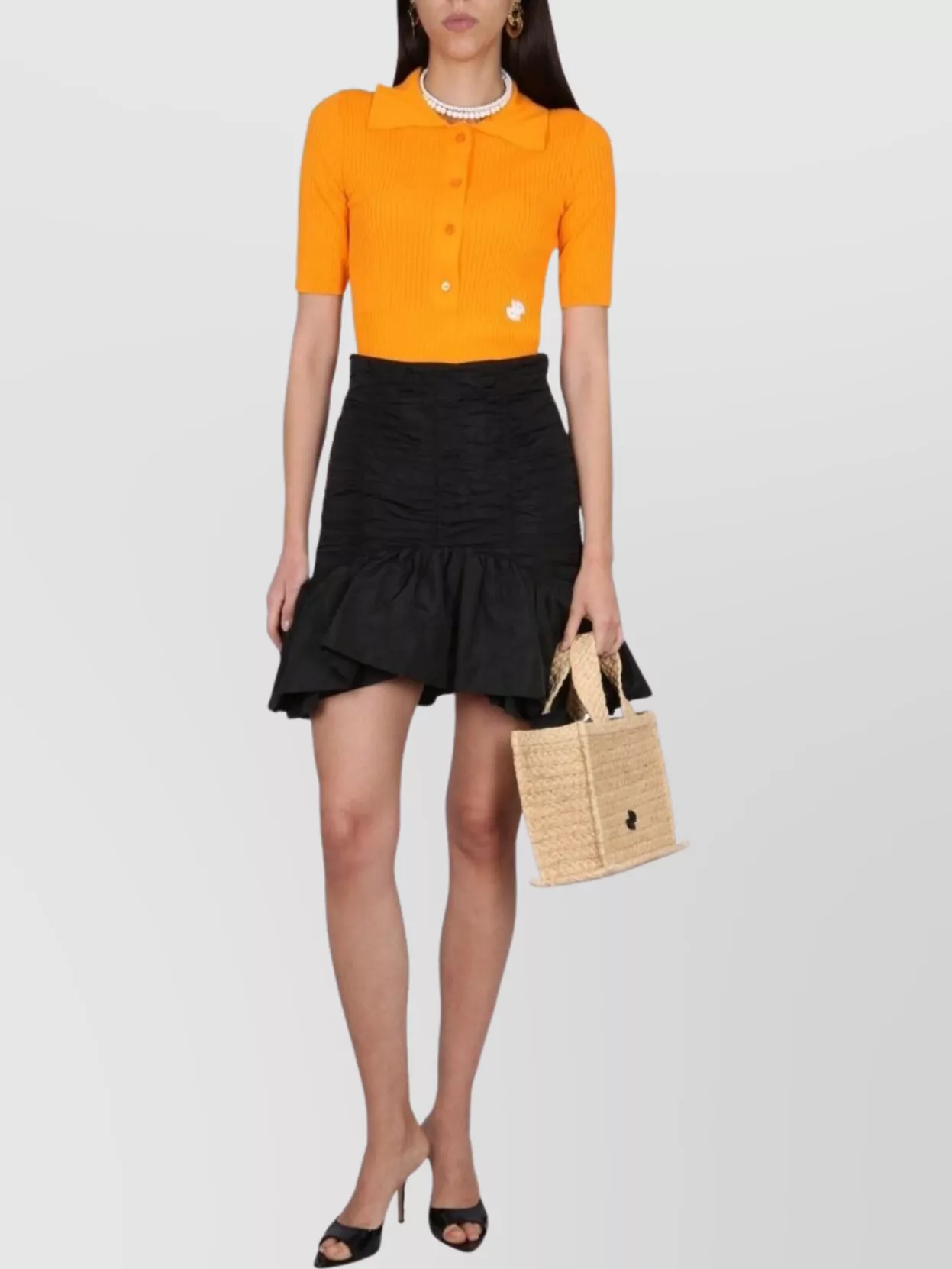 Patou High Waist Ruffled Mini Skirt