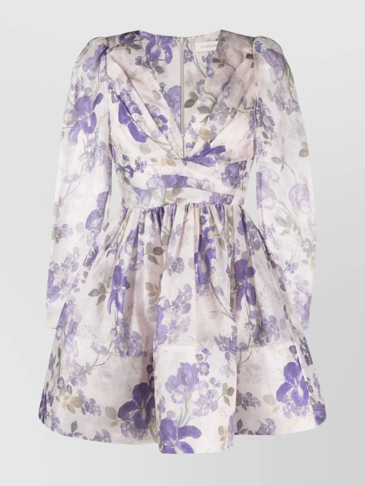 Zimmermann Sheer Floral V-Neck Mini Dress