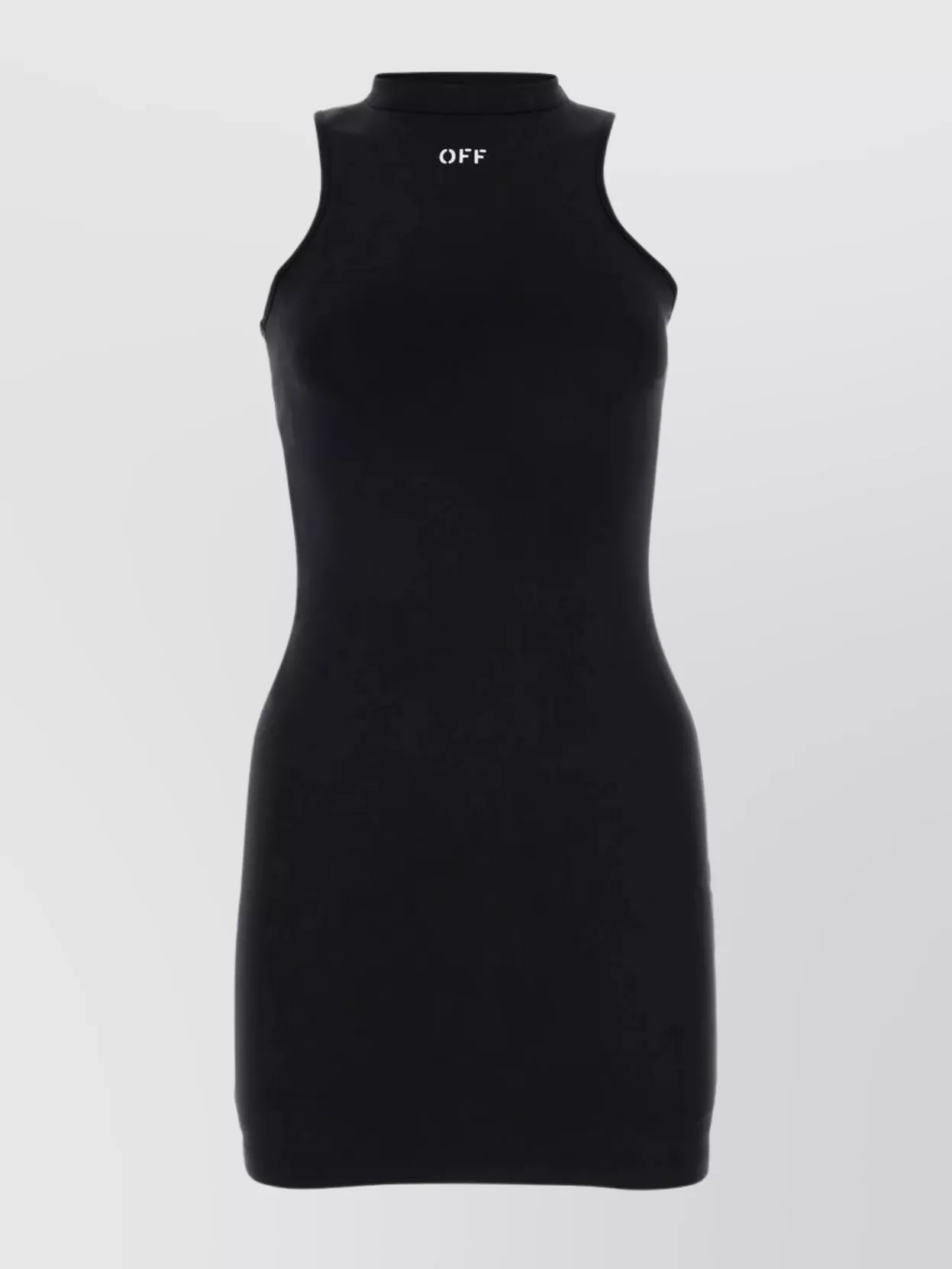 Shop Off-white Sleek Rowing Form-fitting Mini Dress In Stretch Nylon In Black