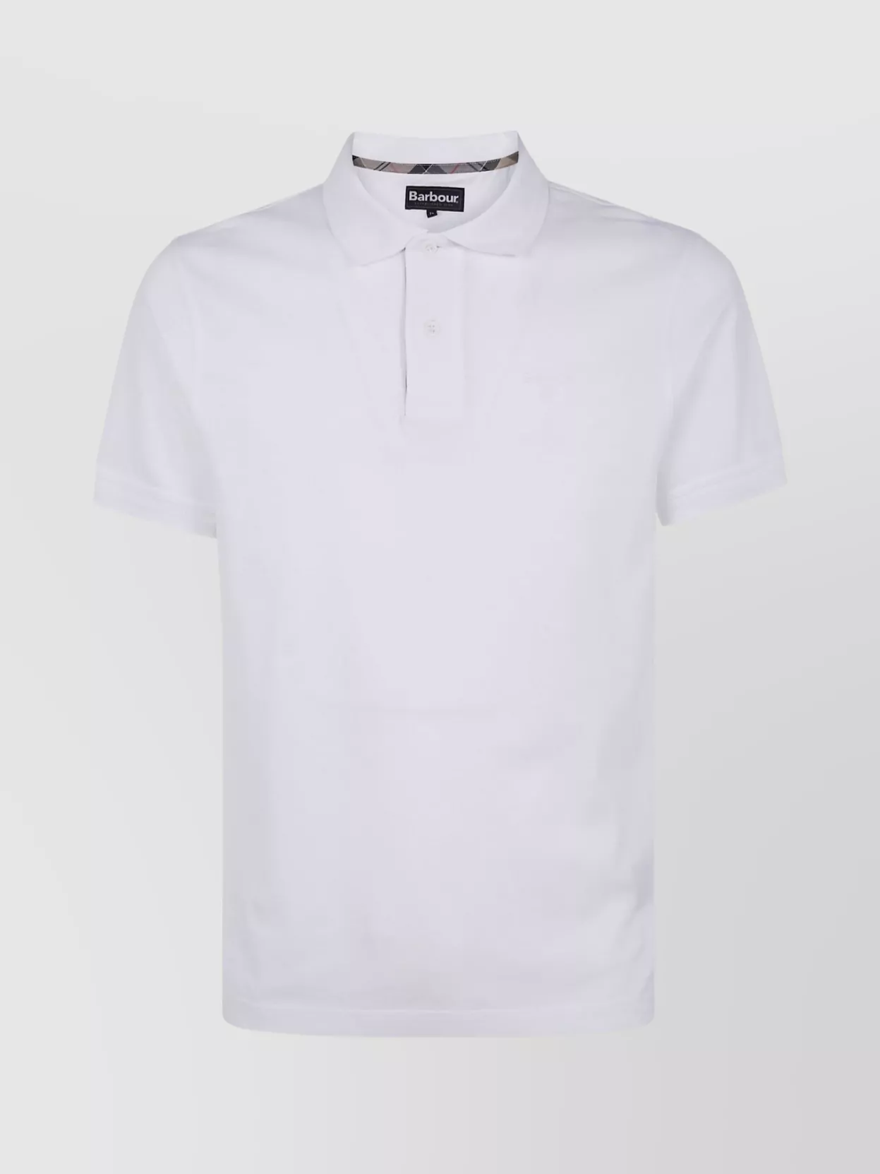 Barbour Collared Checkered Polo Shirt With Short Sleeves In White