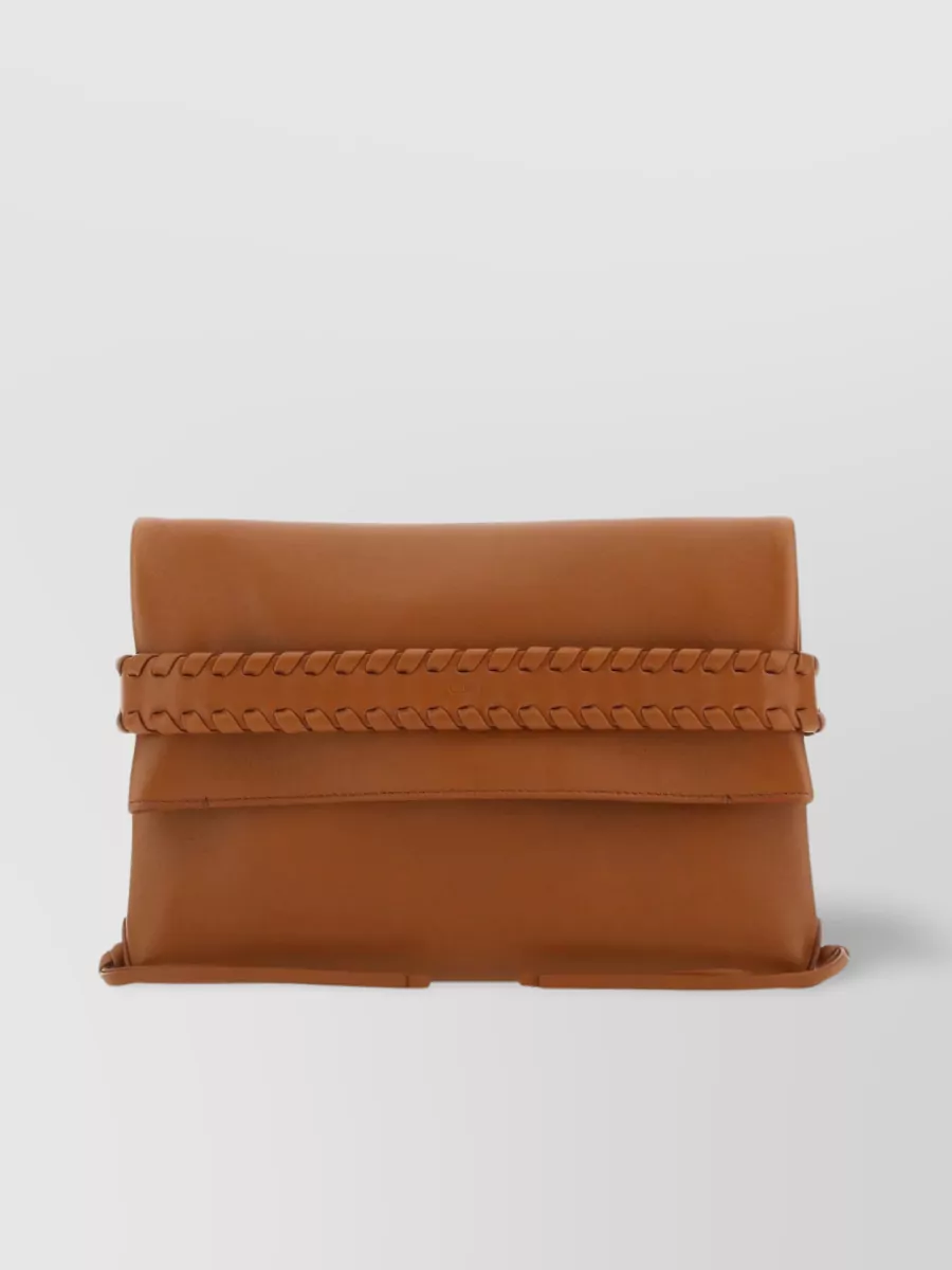 Shop Chloé Mony Clutch In Luxe Caramel Leather In Brown