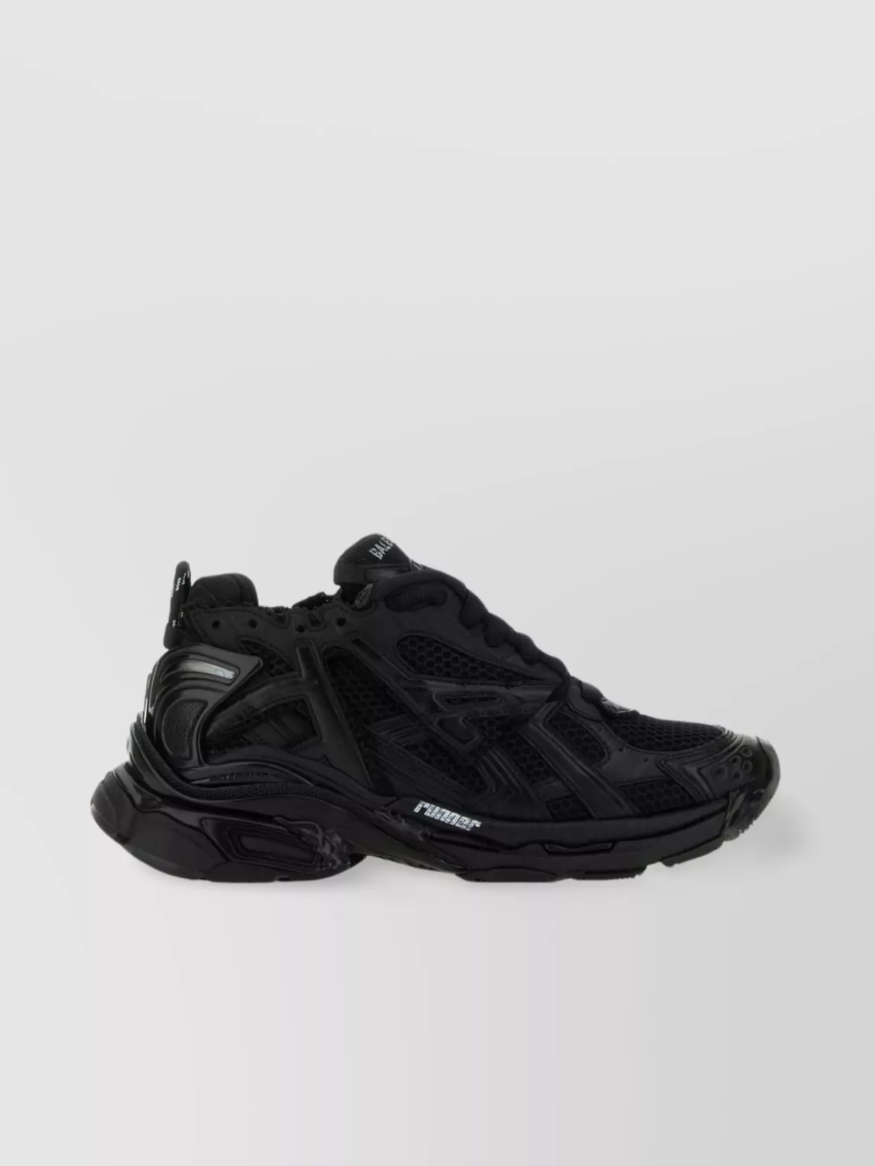 Shop Balenciaga Runner Chunky Sole And Textured Mesh Panels In Black