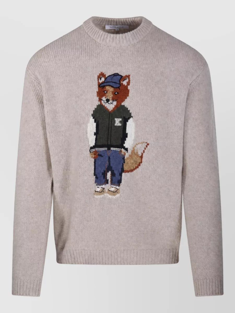 Maison Kitsuné merino wool ribbed crew neck jumper
