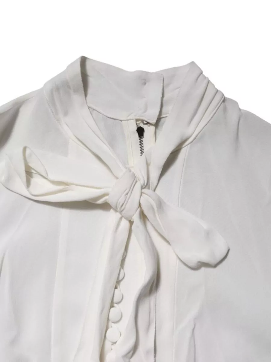 Dolce&Gabbana Silk Tie Neck Long Sleeve Blouse