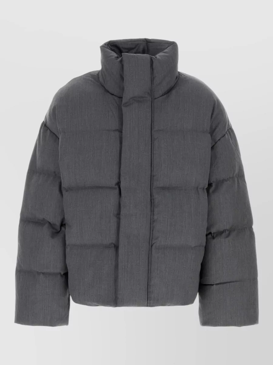 Entire Studios Wool Down Jacket High Collar Quilted In Gray