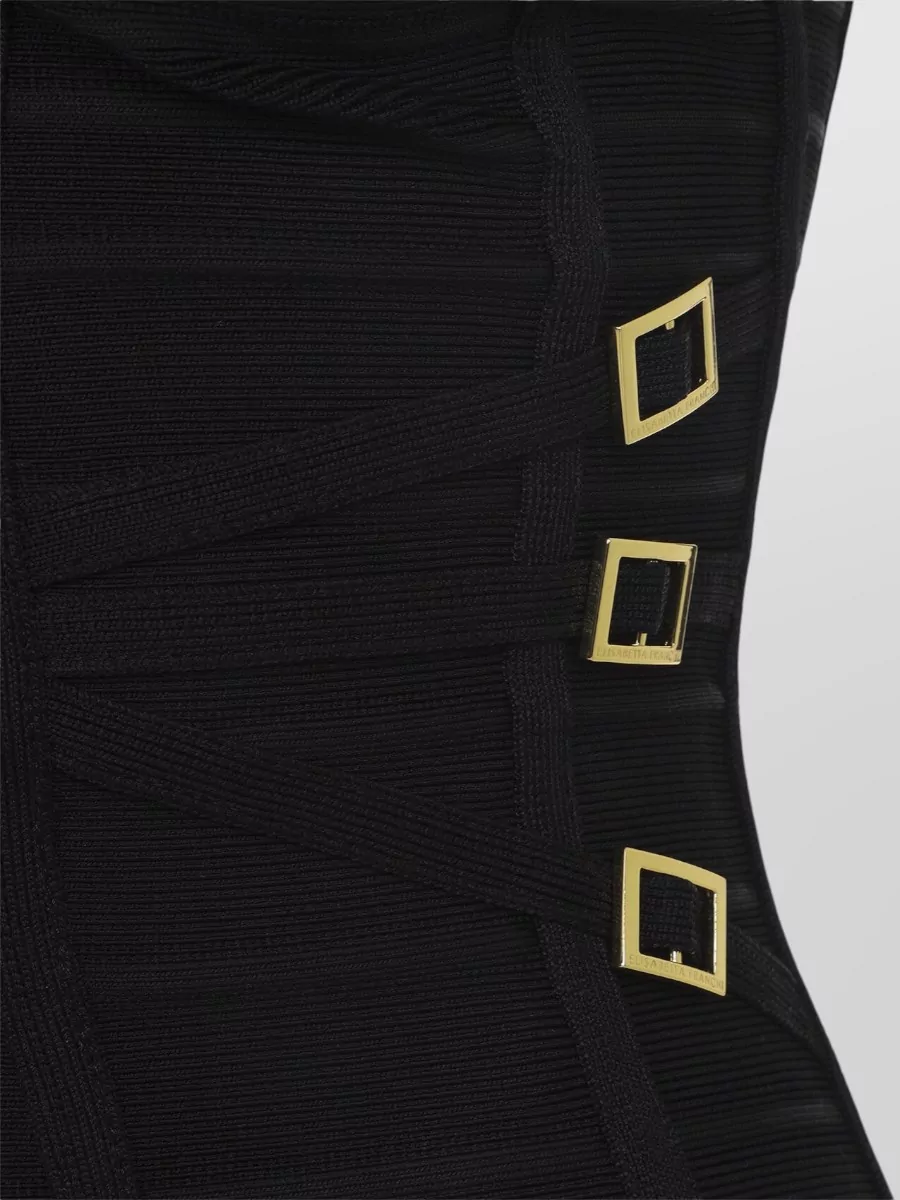 Elisabetta Franchi Viscose Knit V-Neck Midi Dress