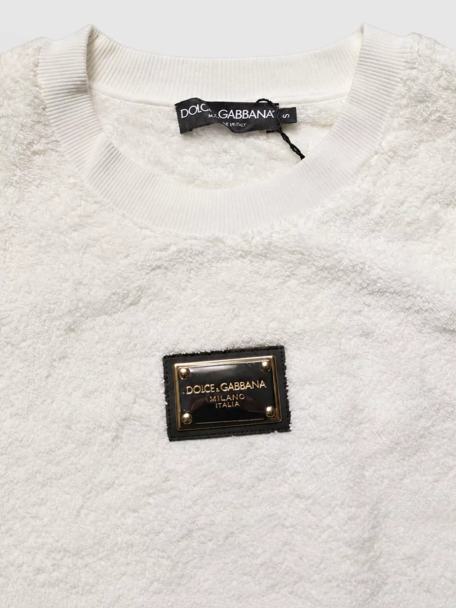 Dolce&Gabbana Cotton Logo-Plaque Crew-Neck Sweatshirt