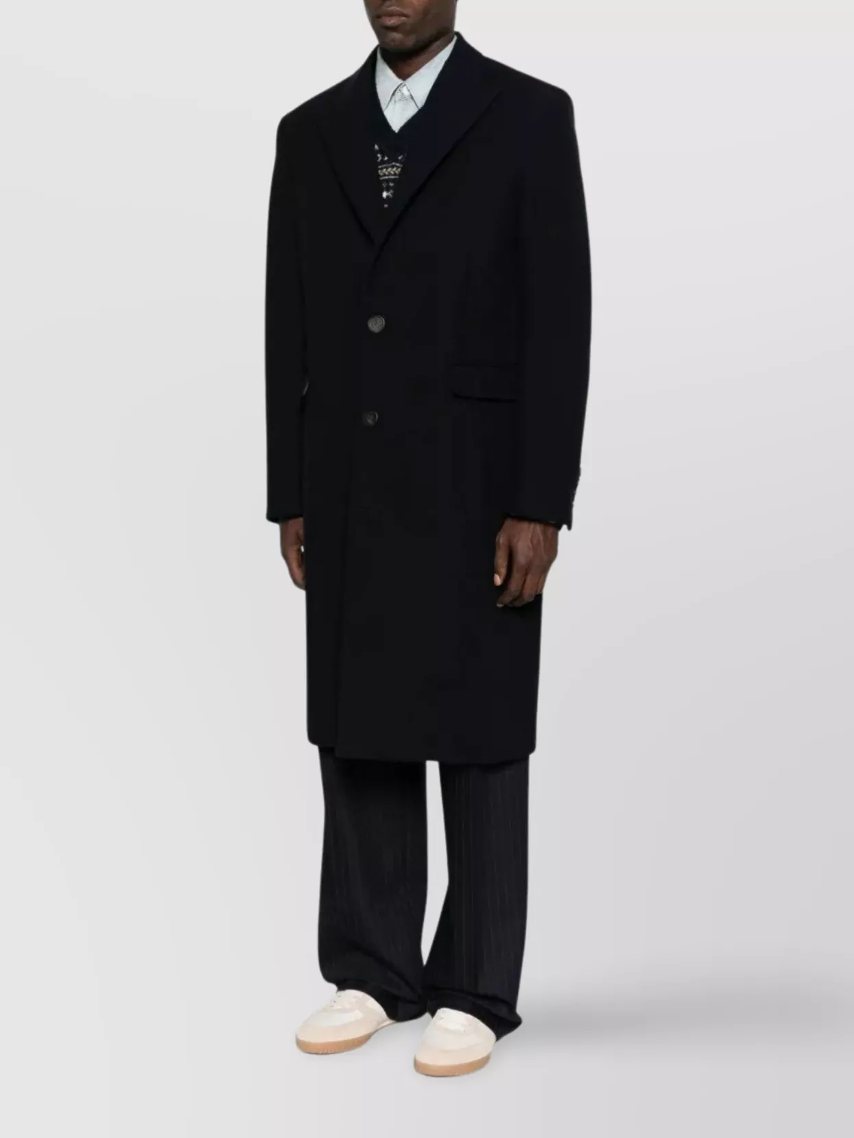 Golden Goose Long Wool Daster Coat With Notch Lapels
