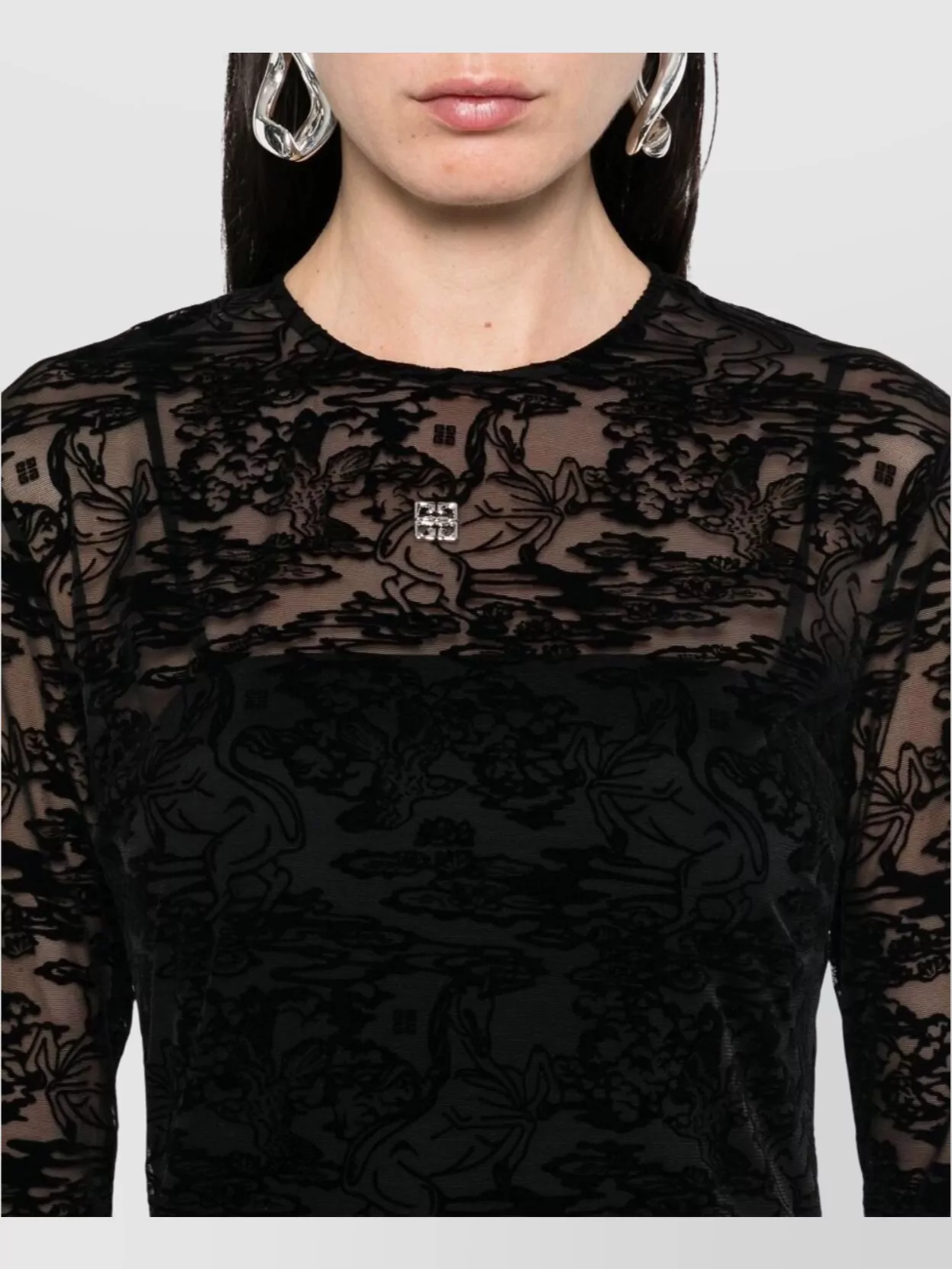 Shop Givenchy Knee Length Lace Dress With Sheer Detailing