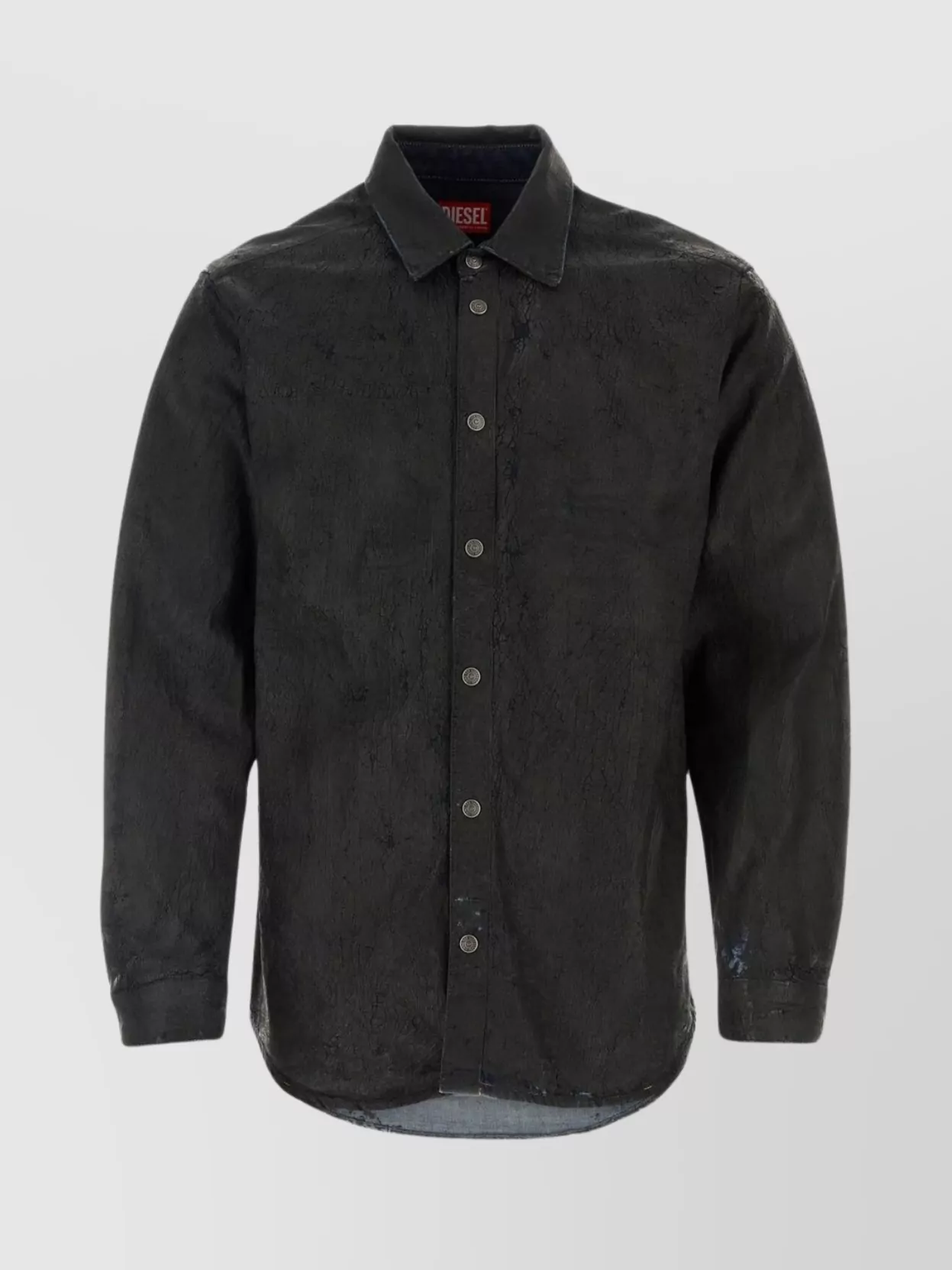 Diesel Denim Shirt Featuring Textured Fabric In Black