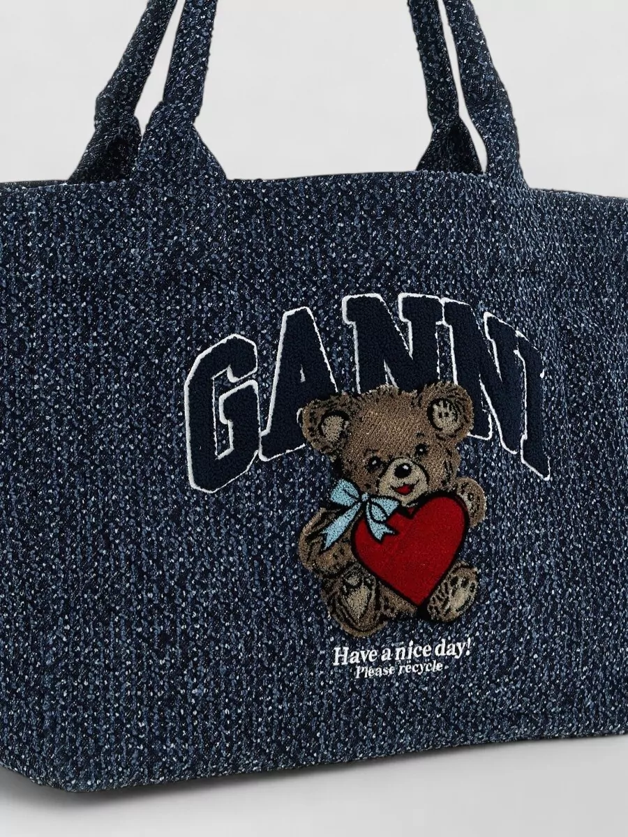 Ganni Cabas Medium Denim Tote Bag