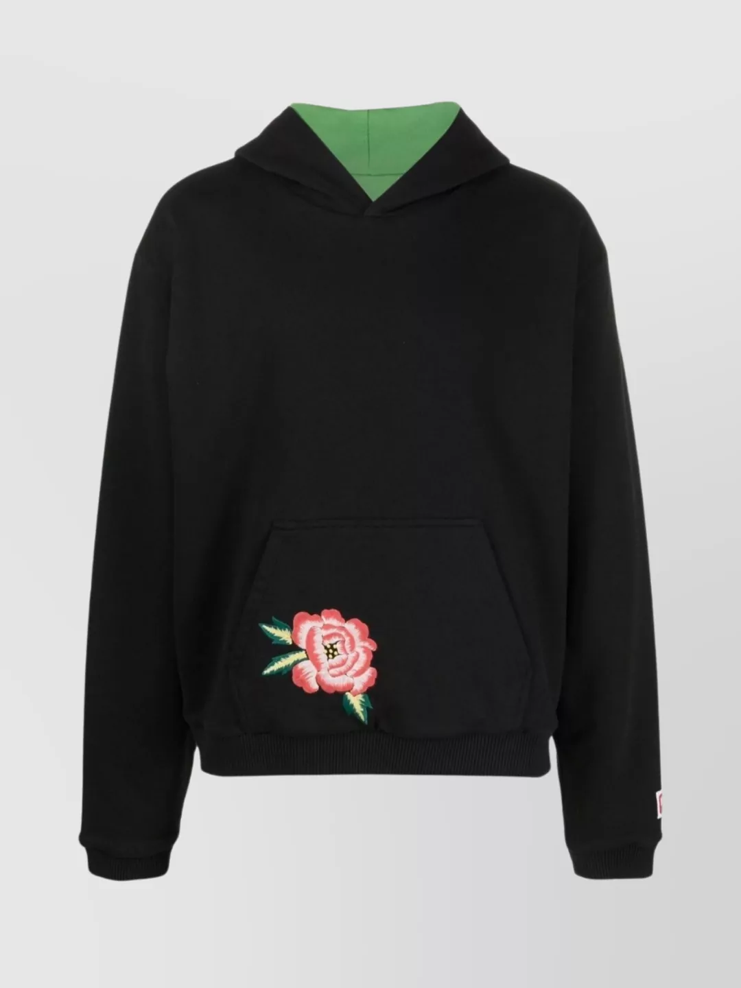 Shop Kenzo Hooded Embroidered Crewneck Sweater In Grey