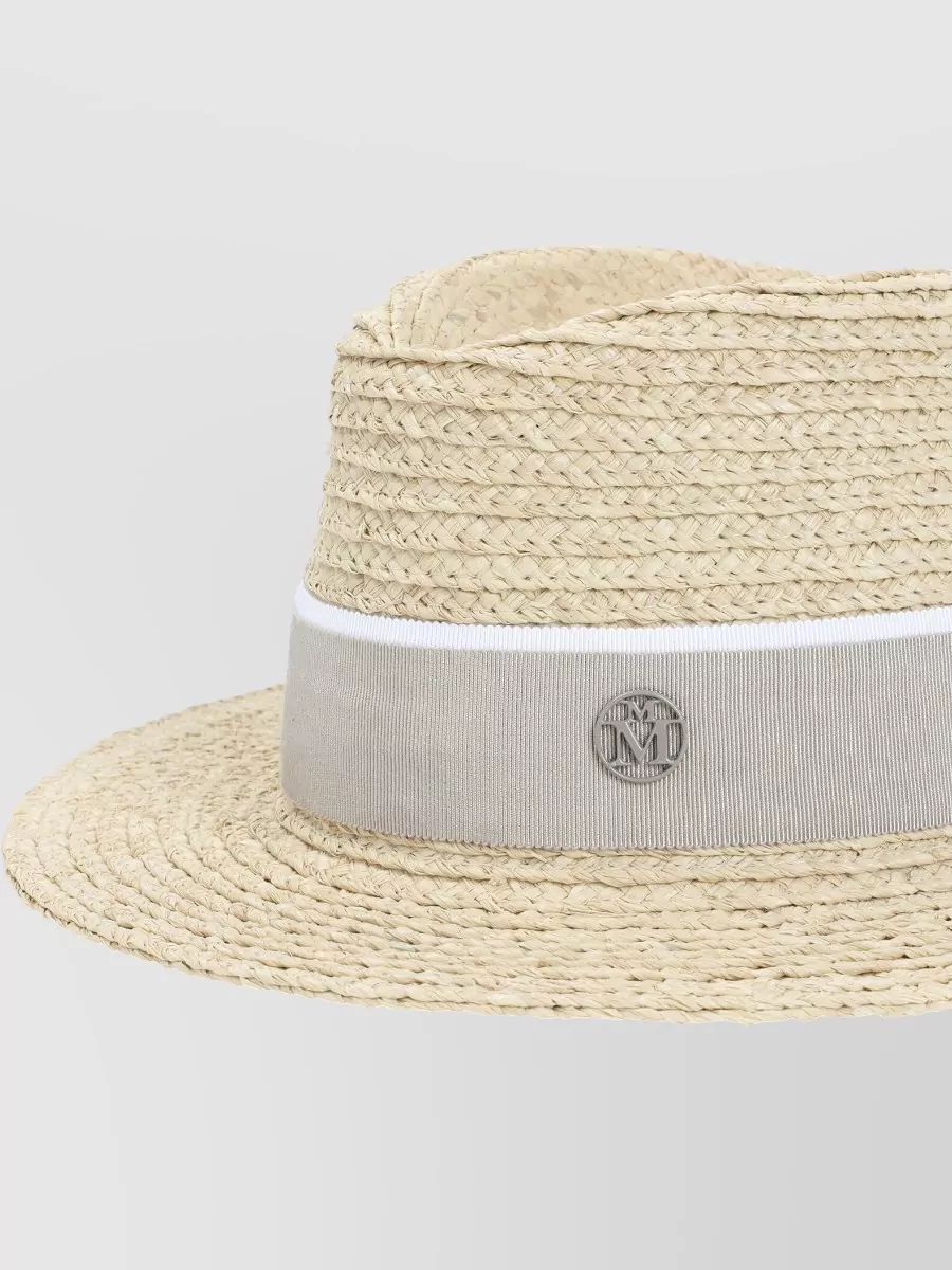 Maison Michel Andre Hat Wide Brim Woven Straw Band