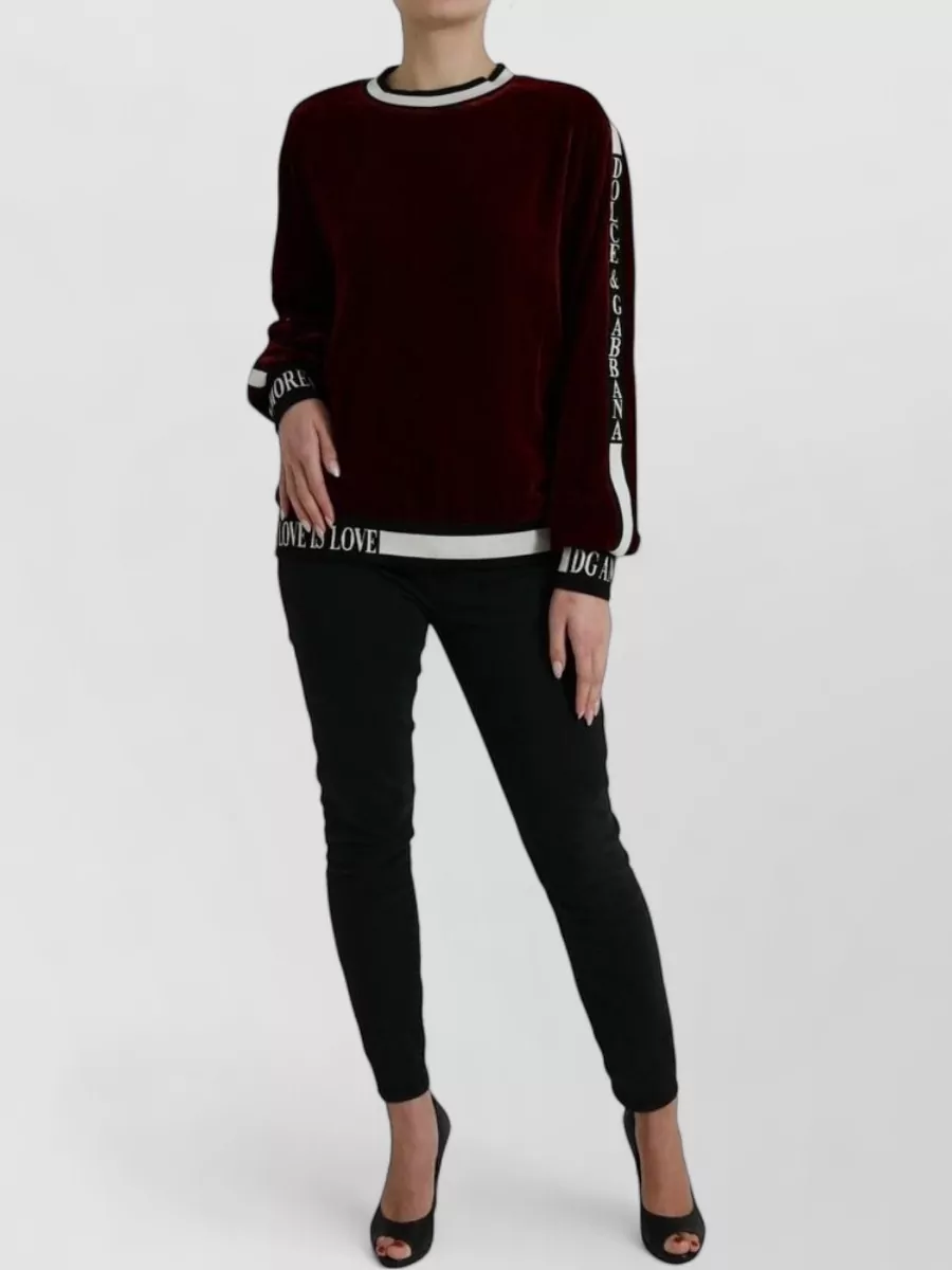 Dolce&Gabbana Velvet round-neck long-sleeve sweatshirt