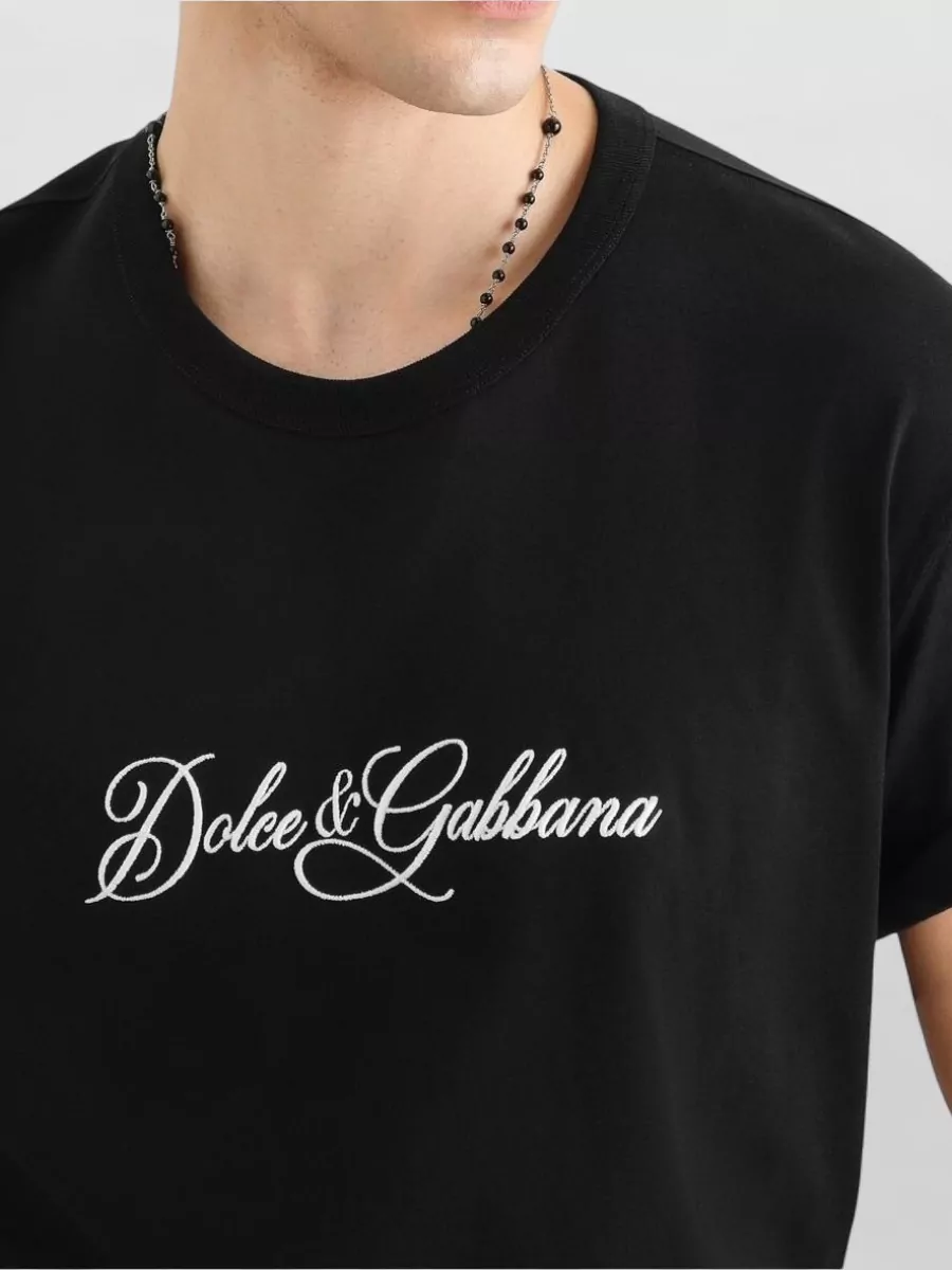 Dolce&Gabbana Logo Embroidered Cotton T-Shirt