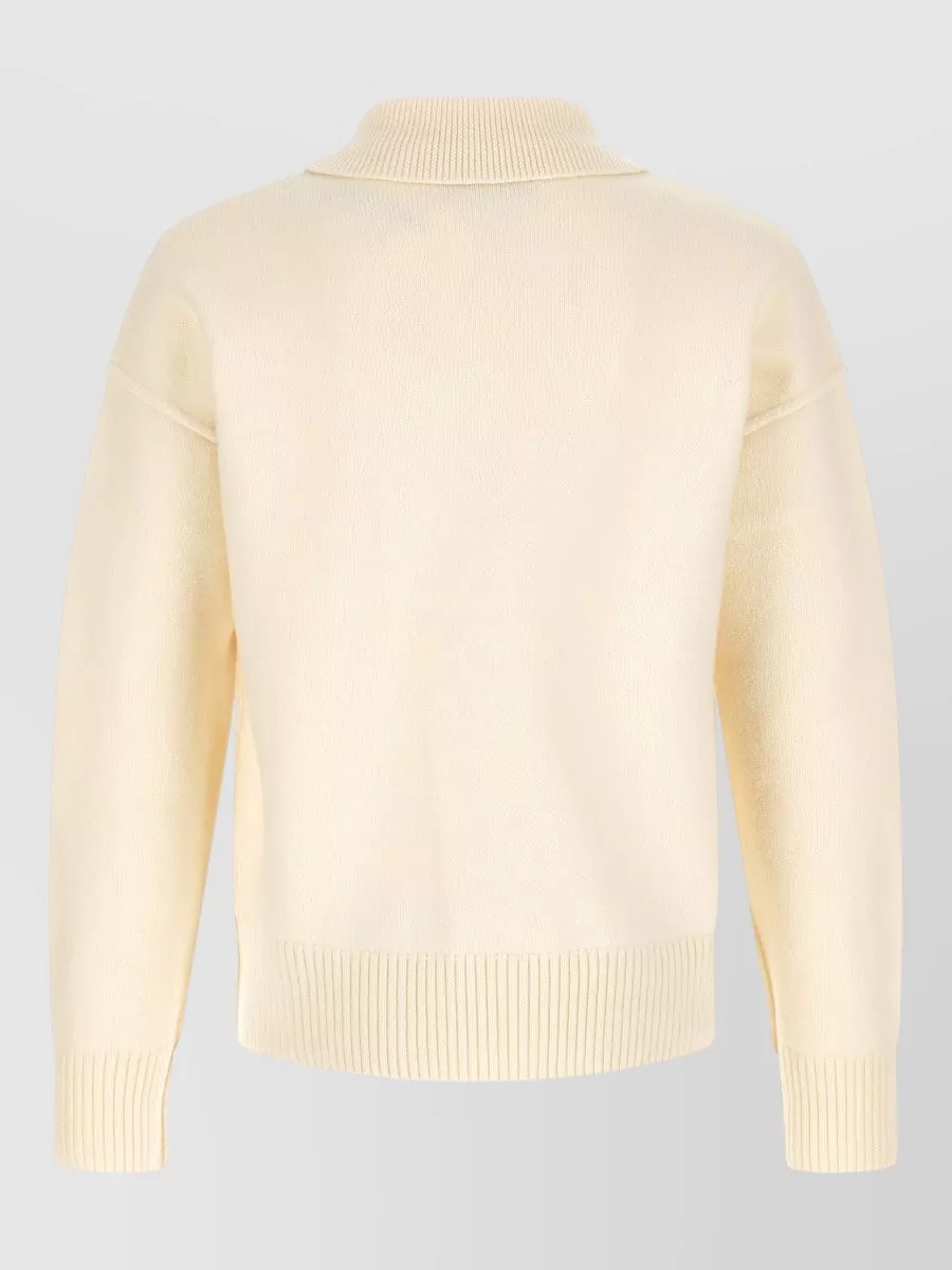 Ami Paris Wool Logo-Intarsia Polo Jumper