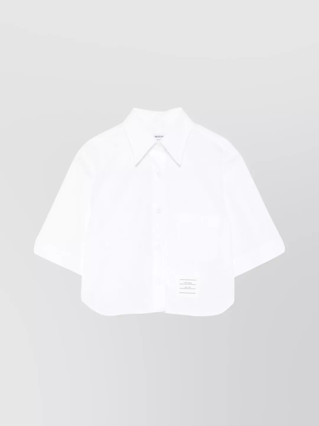 Thom Browne Cropped Shirt Featuring Button-down Collar In White